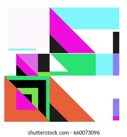 Trendy geometric elements memphis greeting cards design. Retro style texture, pattern and elements. Modern abstract design poster and cover template