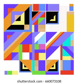 Trendy geometric elements memphis greeting cards design. Retro style texture, pattern and elements. Modern abstract design poster and cover template
