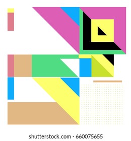 Trendy geometric elements memphis greeting cards design. Retro style texture, pattern and elements. Modern abstract design poster and cover template