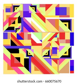Trendy geometric elements memphis greeting cards design. Retro style texture, pattern and elements. Modern abstract design poster and cover template