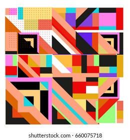 Trendy geometric elements memphis greeting cards design. Retro style texture, pattern and elements. Modern abstract design poster and cover template