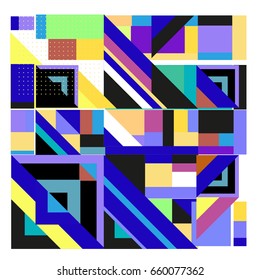 Trendy geometric elements memphis greeting cards design. Retro style texture, pattern and elements. Modern abstract design poster and cover template