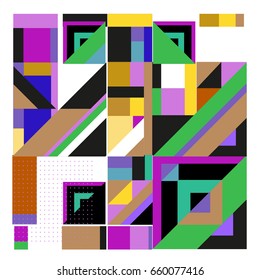 Trendy geometric elements memphis greeting cards design. Retro style texture, pattern and elements. Modern abstract design poster and cover template