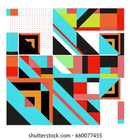 Trendy geometric elements memphis greeting cards design. Retro style texture, pattern and elements. Modern abstract design poster and cover template