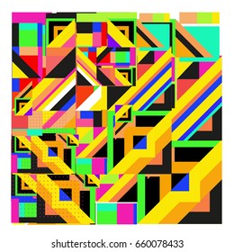 Trendy geometric elements memphis greeting cards design. Retro style texture, pattern and elements. Modern abstract design poster and cover template