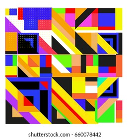 Trendy geometric elements memphis greeting cards design. Retro style texture, pattern and elements. Modern abstract design poster and cover template