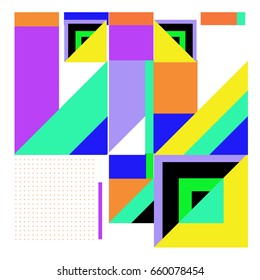 Trendy geometric elements memphis greeting cards design. Retro style texture, pattern and elements. Modern abstract design poster and cover template