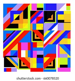 Trendy geometric elements memphis greeting cards design. Retro style texture, pattern and elements. Modern abstract design poster and cover template