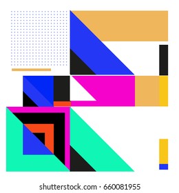 Trendy geometric elements memphis greeting cards design. Retro style texture, pattern and elements. Modern abstract design poster and cover template