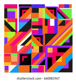 Trendy geometric elements memphis greeting cards design. Retro style texture, pattern and elements. Modern abstract design poster and cover template