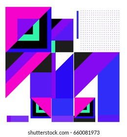 Trendy geometric elements memphis greeting cards design. Retro style texture, pattern and elements. Modern abstract design poster and cover template
