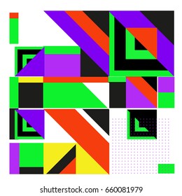 Trendy geometric elements memphis greeting cards design. Retro style texture, pattern and elements. Modern abstract design poster and cover template