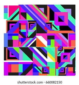 Trendy geometric elements memphis greeting cards design. Retro style texture, pattern and elements. Modern abstract design poster and cover template