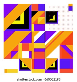 Trendy geometric elements memphis greeting cards design. Retro style texture, pattern and elements. Modern abstract design poster and cover template
