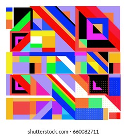 Trendy geometric elements memphis greeting cards design. Retro style texture, pattern and elements. Modern abstract design poster and cover template