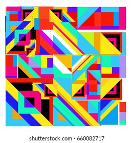 Trendy geometric elements memphis greeting cards design. Retro style texture, pattern and elements. Modern abstract design poster and cover template