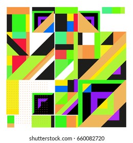 Trendy geometric elements memphis greeting cards design. Retro style texture, pattern and elements. Modern abstract design poster and cover template