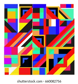 Trendy geometric elements memphis greeting cards design. Retro style texture, pattern and elements. Modern abstract design poster and cover template
