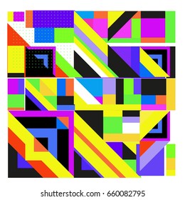 Trendy geometric elements memphis greeting cards design. Retro style texture, pattern and elements. Modern abstract design poster and cover template