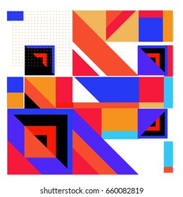 Trendy geometric elements memphis greeting cards design. Retro style texture, pattern and elements. Modern abstract design poster and cover template