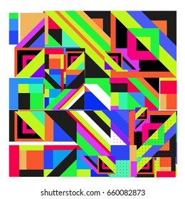 Trendy geometric elements memphis greeting cards design. Retro style texture, pattern and elements. Modern abstract design poster and cover template