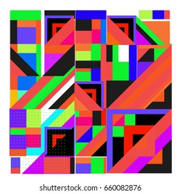 Trendy geometric elements memphis greeting cards design. Retro style texture, pattern and elements. Modern abstract design poster and cover template