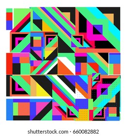 Trendy geometric elements memphis greeting cards design. Retro style texture, pattern and elements. Modern abstract design poster and cover template