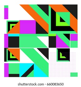 Trendy geometric elements memphis greeting cards design. Retro style texture, pattern and elements. Modern abstract design poster and cover template