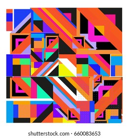 Trendy geometric elements memphis greeting cards design. Retro style texture, pattern and elements. Modern abstract design poster and cover template