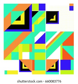 Trendy geometric elements memphis greeting cards design. Retro style texture, pattern and elements. Modern abstract design poster and cover template