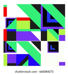 Trendy geometric elements memphis greeting cards design. Retro style texture, pattern and elements. Modern abstract design poster and cover template