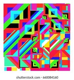 Trendy geometric elements memphis greeting cards design. Retro style texture, pattern and elements. Modern abstract design poster and cover template