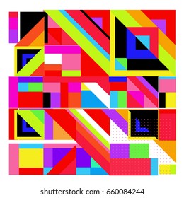 Trendy geometric elements memphis greeting cards design. Retro style texture, pattern and elements. Modern abstract design poster and cover template