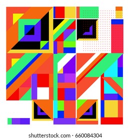 Trendy geometric elements memphis greeting cards design. Retro style texture, pattern and elements. Modern abstract design poster and cover template
