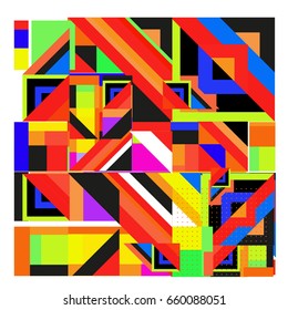 Trendy geometric elements memphis greeting cards design. Retro style texture, pattern and elements. Modern abstract design poster and cover template