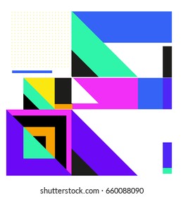 Trendy geometric elements memphis greeting cards design. Retro style texture, pattern and elements. Modern abstract design poster and cover template