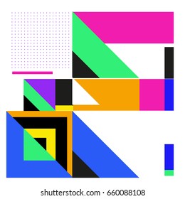 Trendy geometric elements memphis greeting cards design. Retro style texture, pattern and elements. Modern abstract design poster and cover template