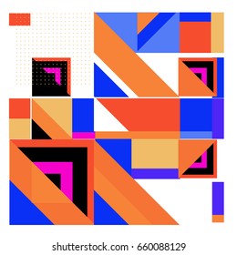 Trendy geometric elements memphis greeting cards design. Retro style texture, pattern and elements. Modern abstract design poster and cover template