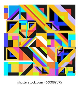 Trendy geometric elements memphis greeting cards design. Retro style texture, pattern and elements. Modern abstract design poster and cover template