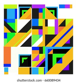 Trendy geometric elements memphis greeting cards design. Retro style texture, pattern and elements. Modern abstract design poster and cover template