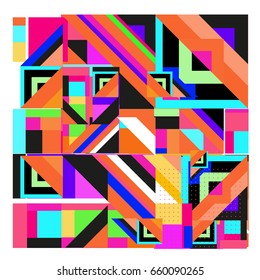Trendy geometric elements memphis greeting cards design. Retro style texture, pattern and elements. Modern abstract design poster and cover template