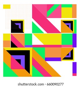 Trendy geometric elements memphis greeting cards design. Retro style texture, pattern and elements. Modern abstract design poster and cover template
