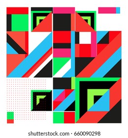 Trendy geometric elements memphis greeting cards design. Retro style texture, pattern and elements. Modern abstract design poster and cover template