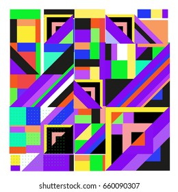 Trendy geometric elements memphis greeting cards design. Retro style texture, pattern and elements. Modern abstract design poster and cover template