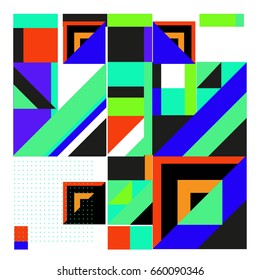 Trendy geometric elements memphis greeting cards design. Retro style texture, pattern and elements. Modern abstract design poster and cover template