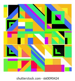 Trendy geometric elements memphis greeting cards design. Retro style texture, pattern and elements. Modern abstract design poster and cover template