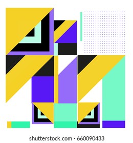 Trendy geometric elements memphis greeting cards design. Retro style texture, pattern and elements. Modern abstract design poster and cover template