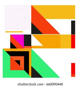 Trendy geometric elements memphis greeting cards design. Retro style texture, pattern and elements. Modern abstract design poster and cover template
