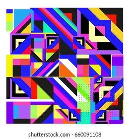 Trendy geometric elements memphis greeting cards design. Retro style texture, pattern and elements. Modern abstract design poster and cover template