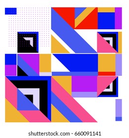 Trendy geometric elements memphis greeting cards design. Retro style texture, pattern and elements. Modern abstract design poster and cover template